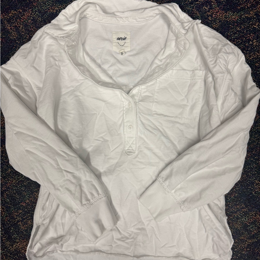 Aerie Cream Long Sleeve Henley